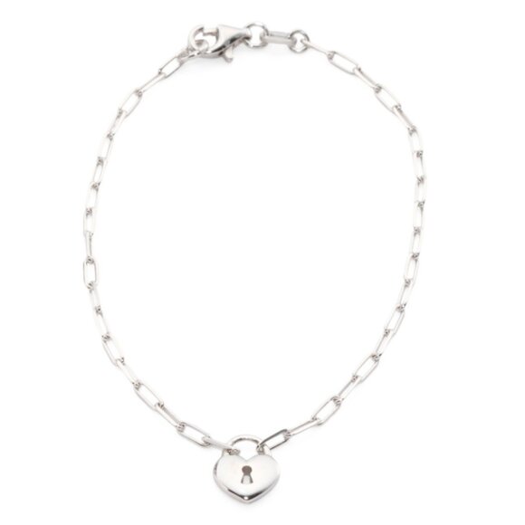 MILOR SILVER Silver Made In Italy Sterling Silver Heart Lock Bracelet - Picture 1 of 2